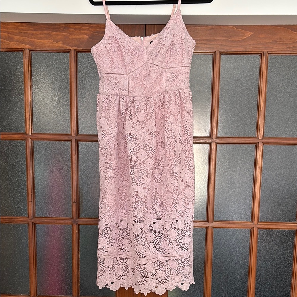 Pink Lace Midi Dress